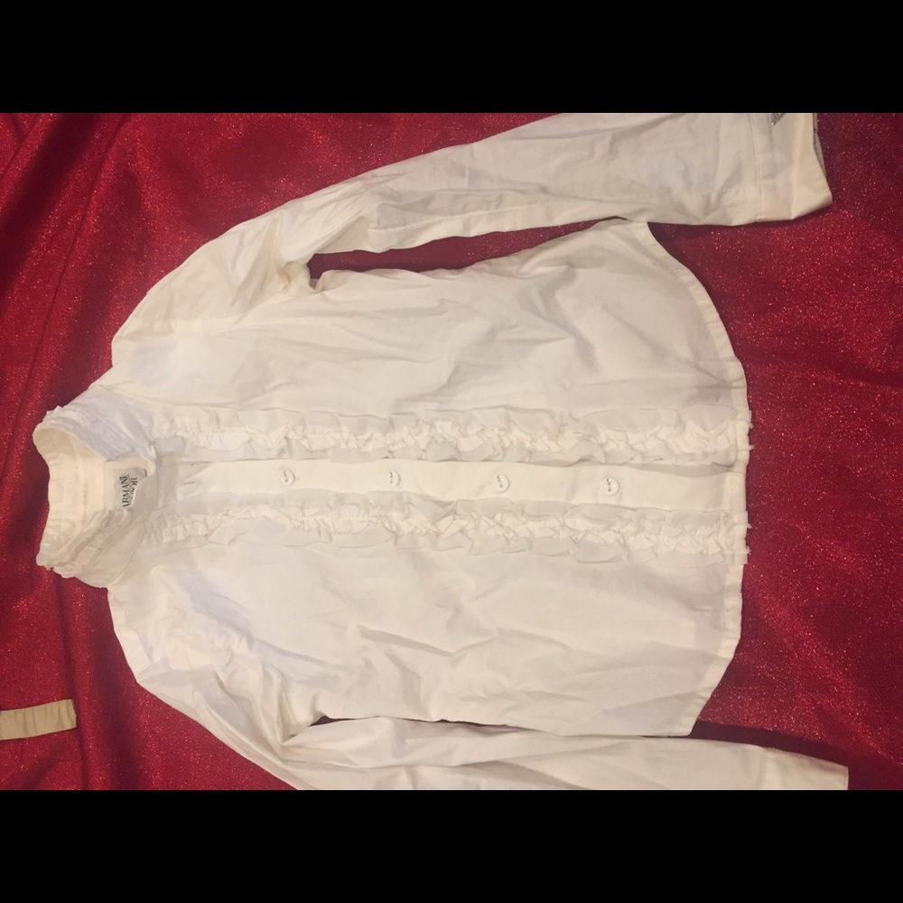 Authentic Armani white button down shirt w/ruffles
